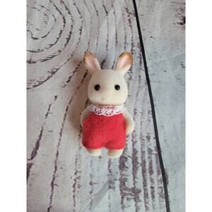 Calico Critters Sylvanian Families Chocolate Rabbit Baby 3.5in Red Outfit